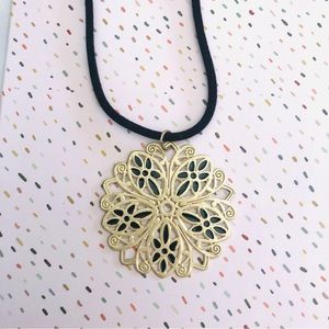 Gold pendant, with black mandala style, boutique jewelry
